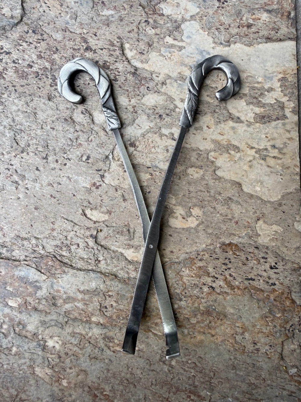 Vintage Candle Wick Cutter Scissor Snuffer Pewter Handles Cane Like Long Silver